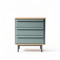 Modern dresser with four drawers in blue and wood finish 80 x 40 x 90cm