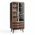 Wooden cabinet with glass doors and three drawers 80 x 40 x 180cm