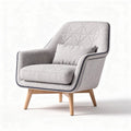 Textured gray accent chair with cushioned seating and wooden legs 80 x 85 x 90cm