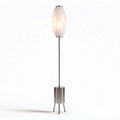 Modern floor lamp with steel base and white glass shade 20 x 20 x 120cm