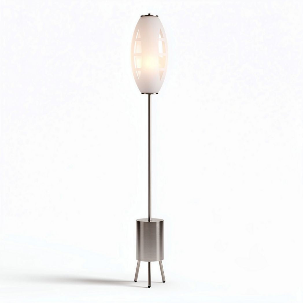 Modern floor lamp with steel base and white glass shade 20 x 20 x 120cm