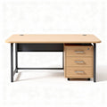 Wooden office desk with three drawers and metal frame 150 x 75 x 75cm