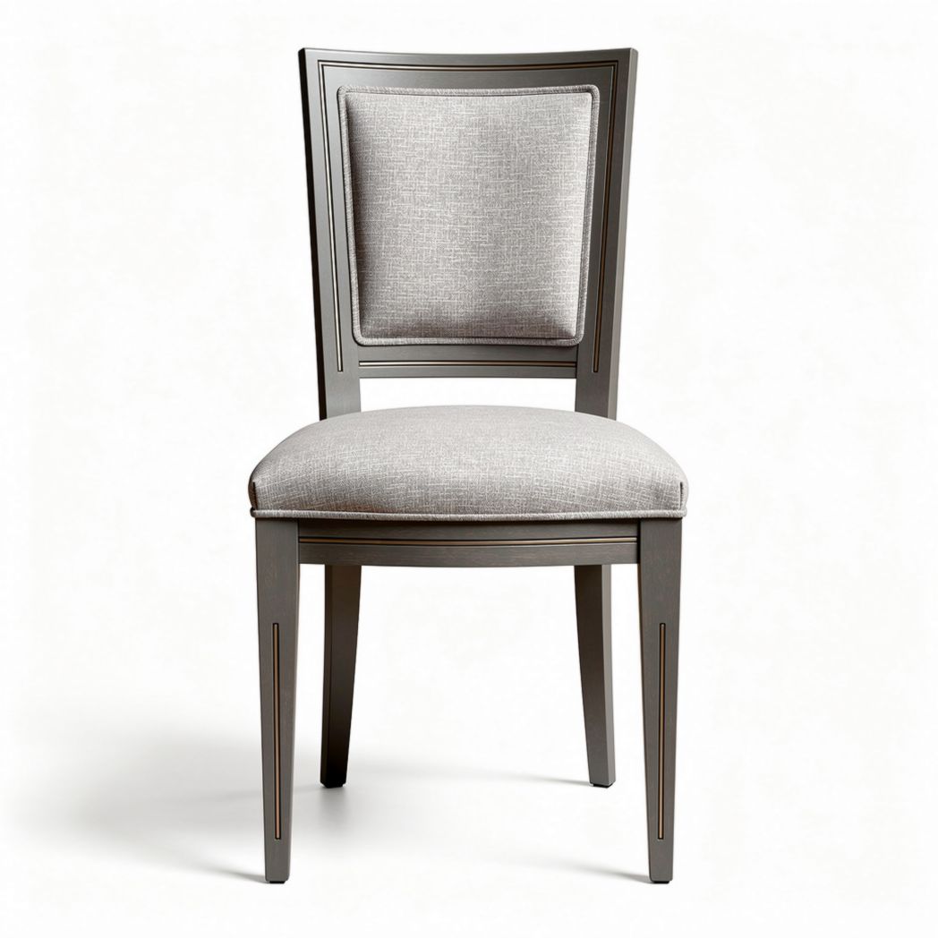 Fabric dining chair with gray upholstery and metal frame 40 x 40 x 90cm