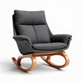 Rocking chair with wooden base and gray upholstered cushions 80 x 80 x 90cm