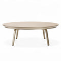 Round coffee table with wooden surface and metal legs 80 x 80 x 40cm beige