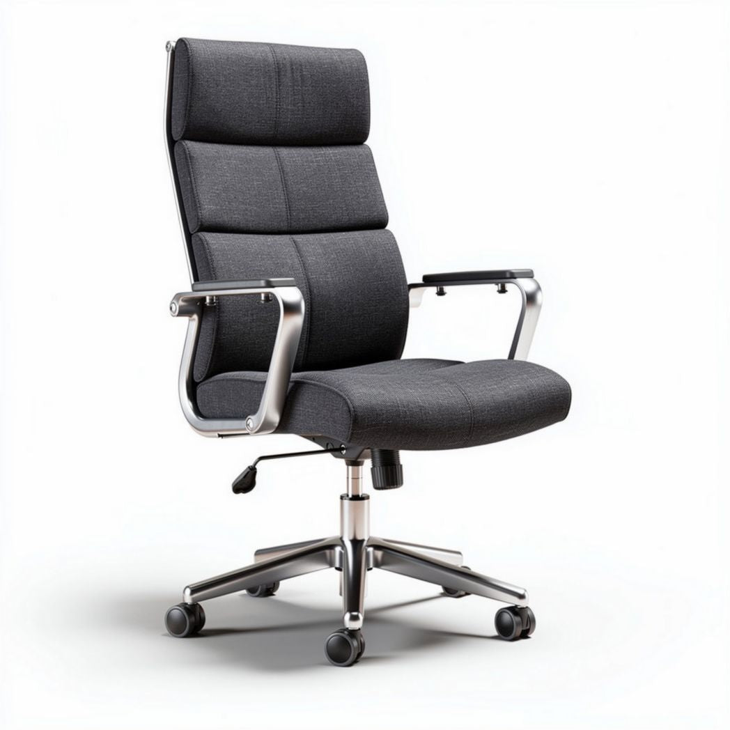 Ergonomic office chair with adjustable height and lumbar support in gray upholstery